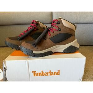 Timberland Brown and Black Hiking Boots with Red Laces